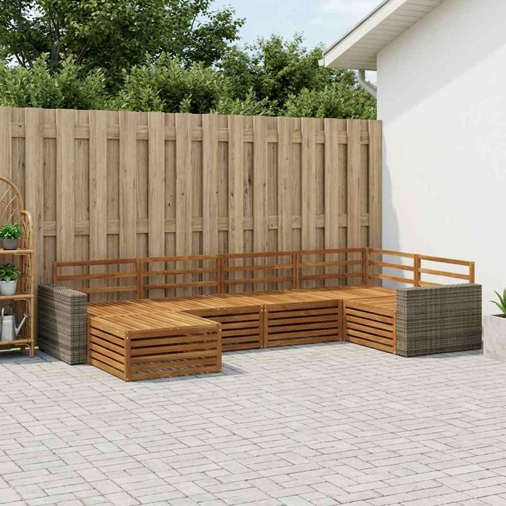Buiten bankenset 6 pcs Naturel