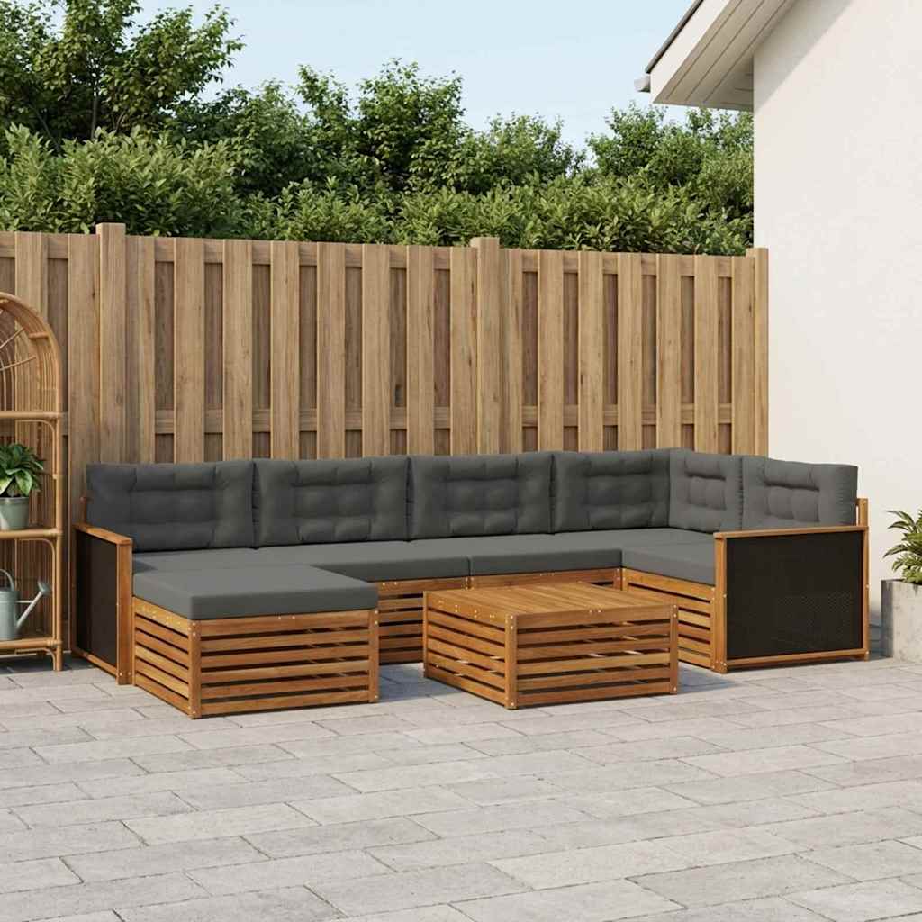 Buiten bankenset met kussen 7 pcs Natuurlijk en Antraciet – afbeelding 1