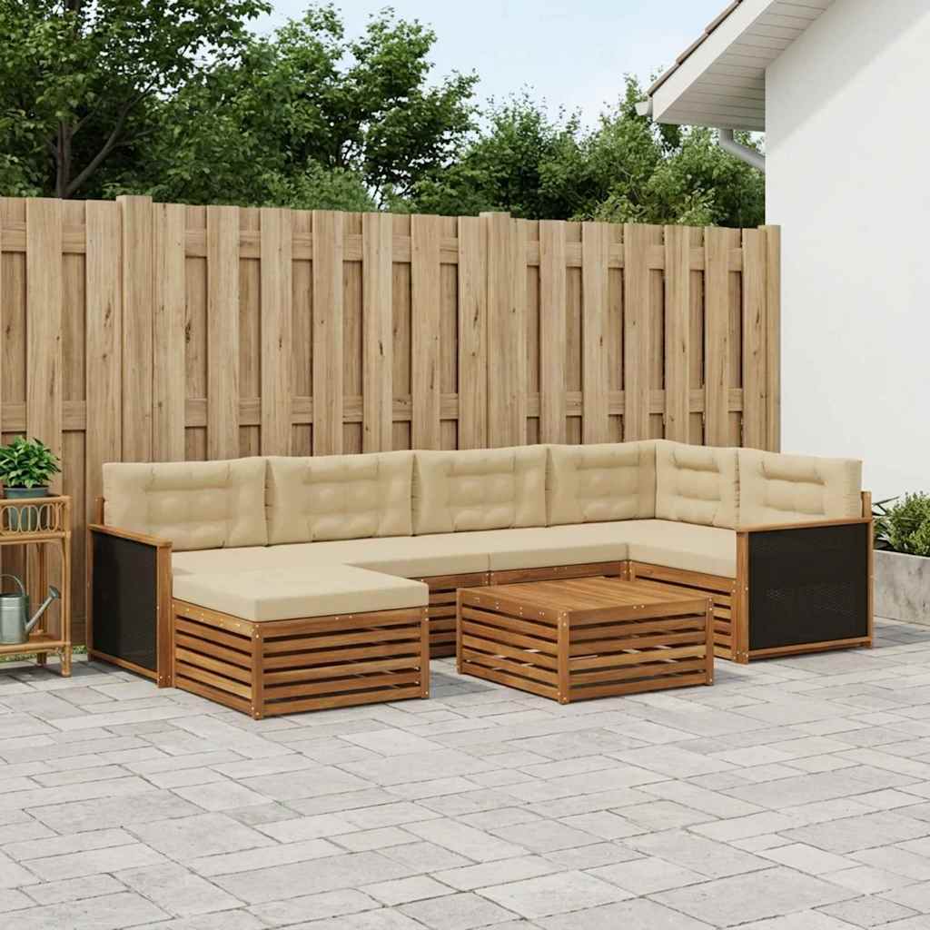 Buiten bankenset met kussen 7 pcs Natuurlijk en Beige – afbeelding 1