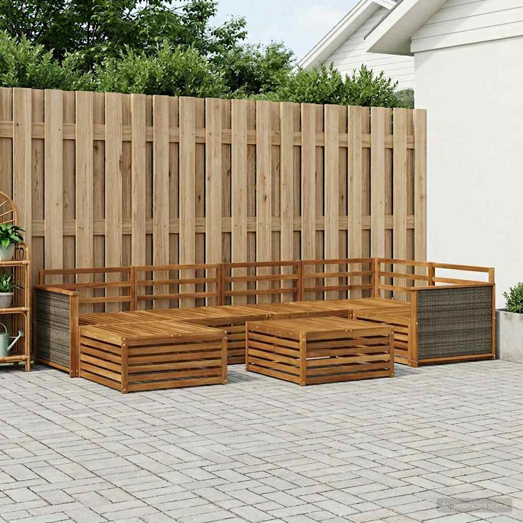 Buiten bankenset 7 pcs Naturel