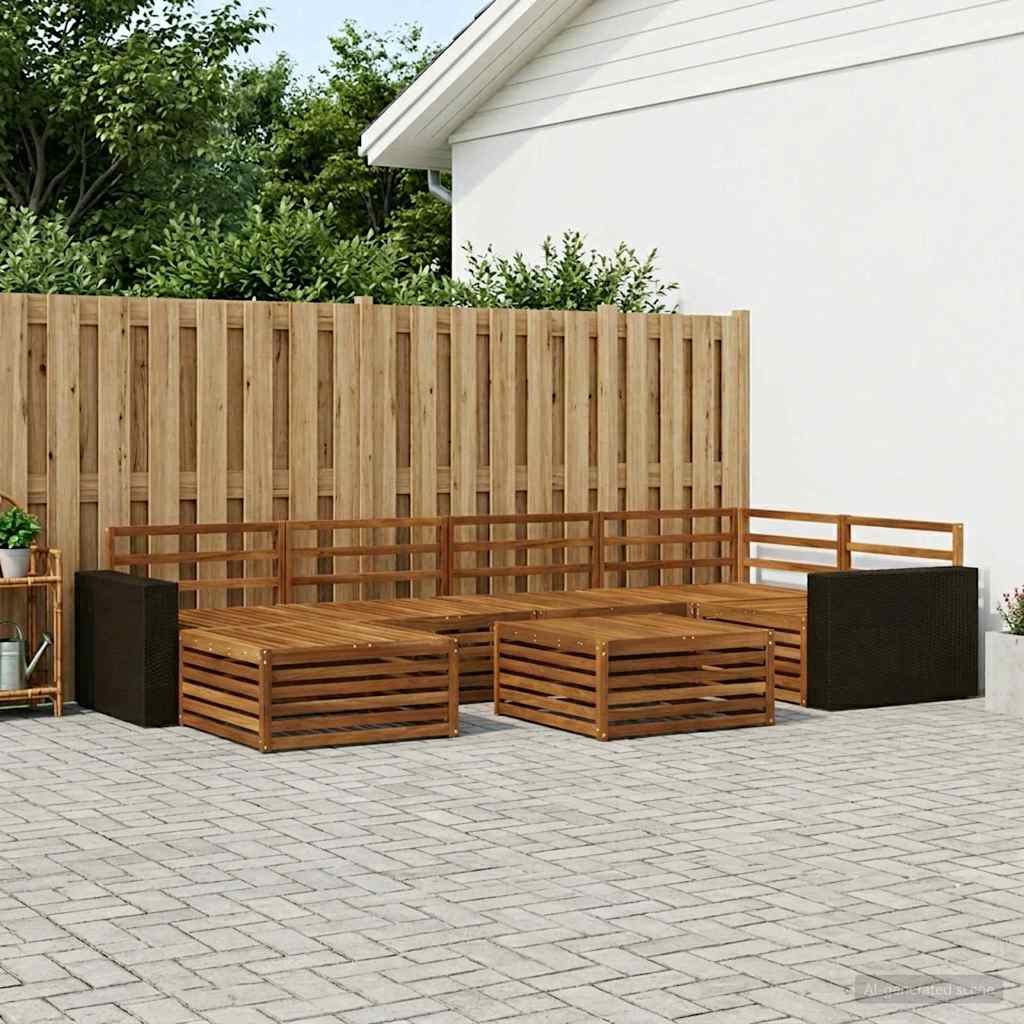 Buiten bankenset 7 pcs Naturel