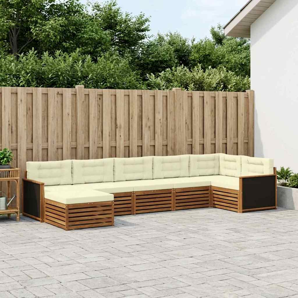 Buiten bankenset met kussen 7 pcs Natuurlijk en Crème – afbeelding 1