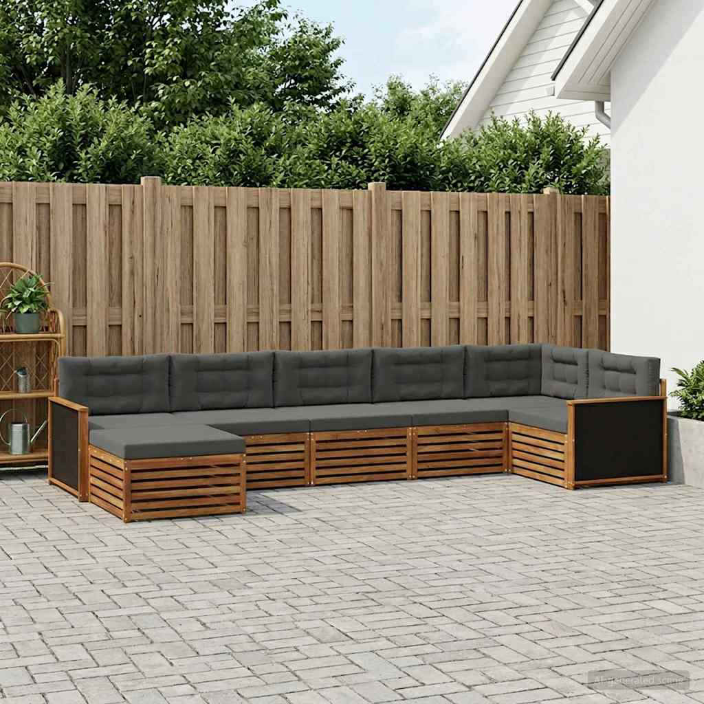 Buiten bankenset met kussen 7 pcs Natuurlijk en Antraciet – afbeelding 1