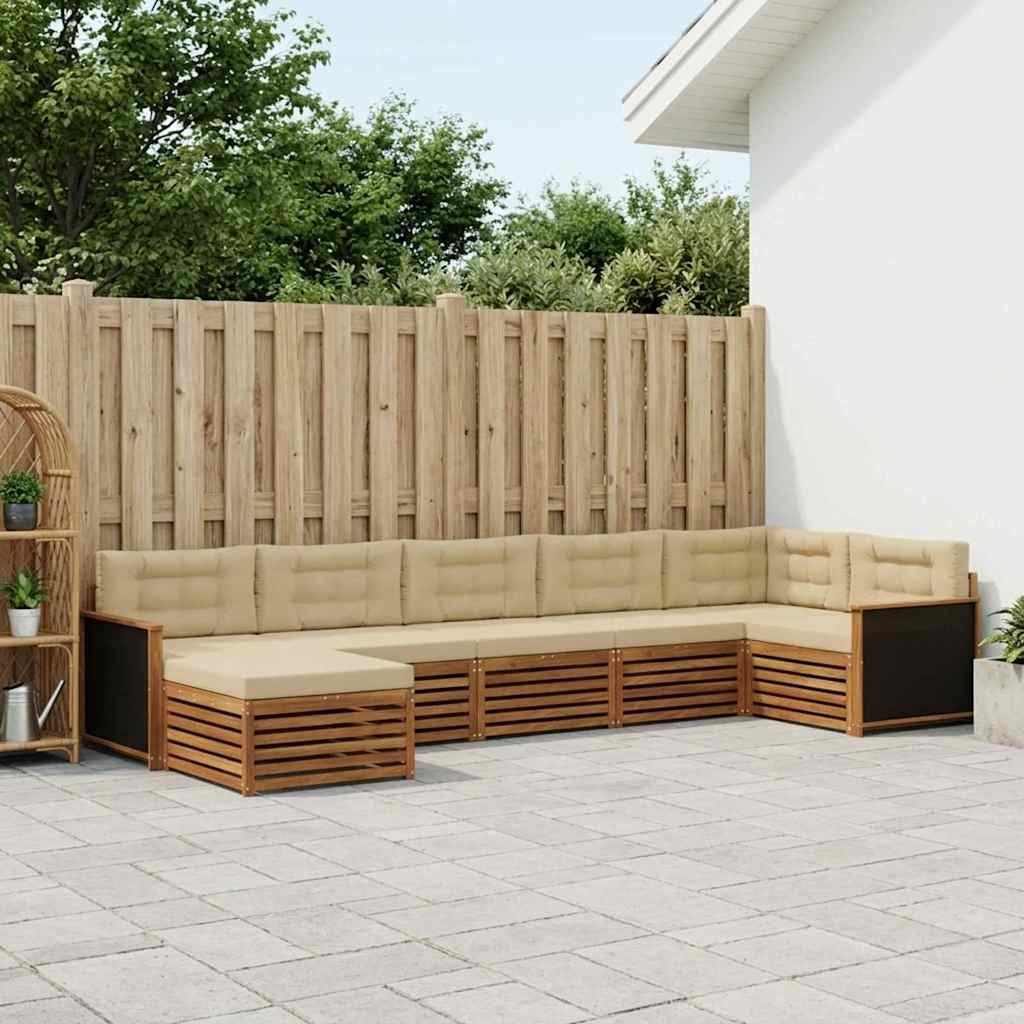 Buiten bankenset met kussen 7 pcs Natuurlijk en Beige – afbeelding 1