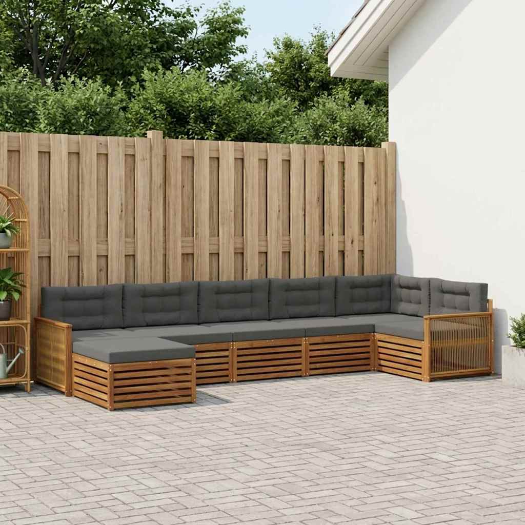 Buiten bankenset met kussen 7 pcs Natuurlijk en Antraciet – afbeelding 1