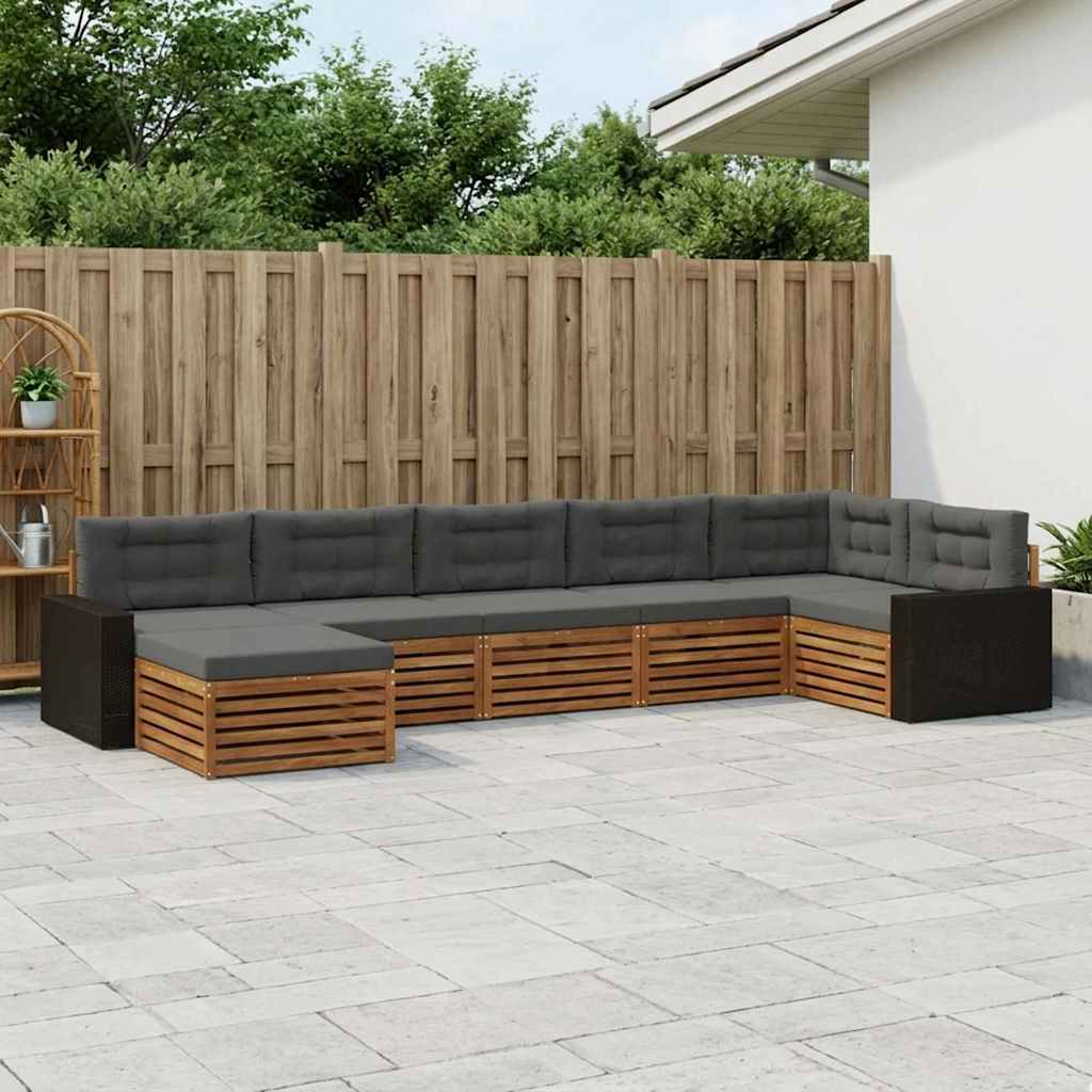 Buiten bankenset met kussen 7 pcs Natuurlijk en Antraciet – afbeelding 1