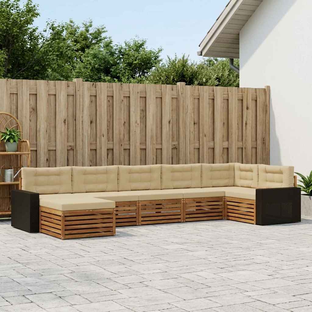 Buiten bankenset met kussen 7 pcs Natuurlijk en Beige – afbeelding 1