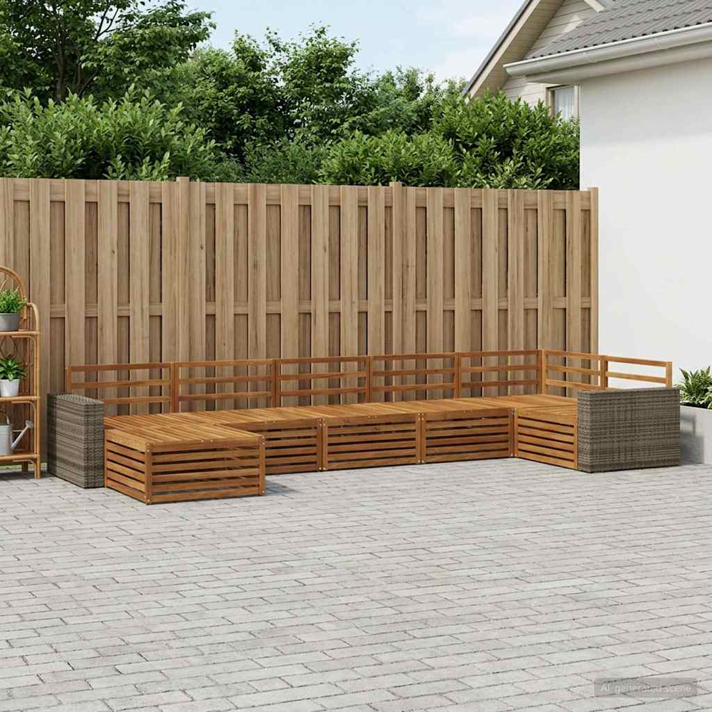 Buiten bankenset 7 pcs Naturel