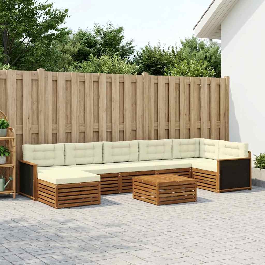 Buiten bankenset met kussen 8 pcs Natuurlijk en Crème
