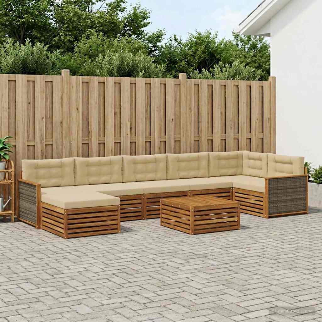 Buiten bankenset 8 pcs Natuurlijk en Beige