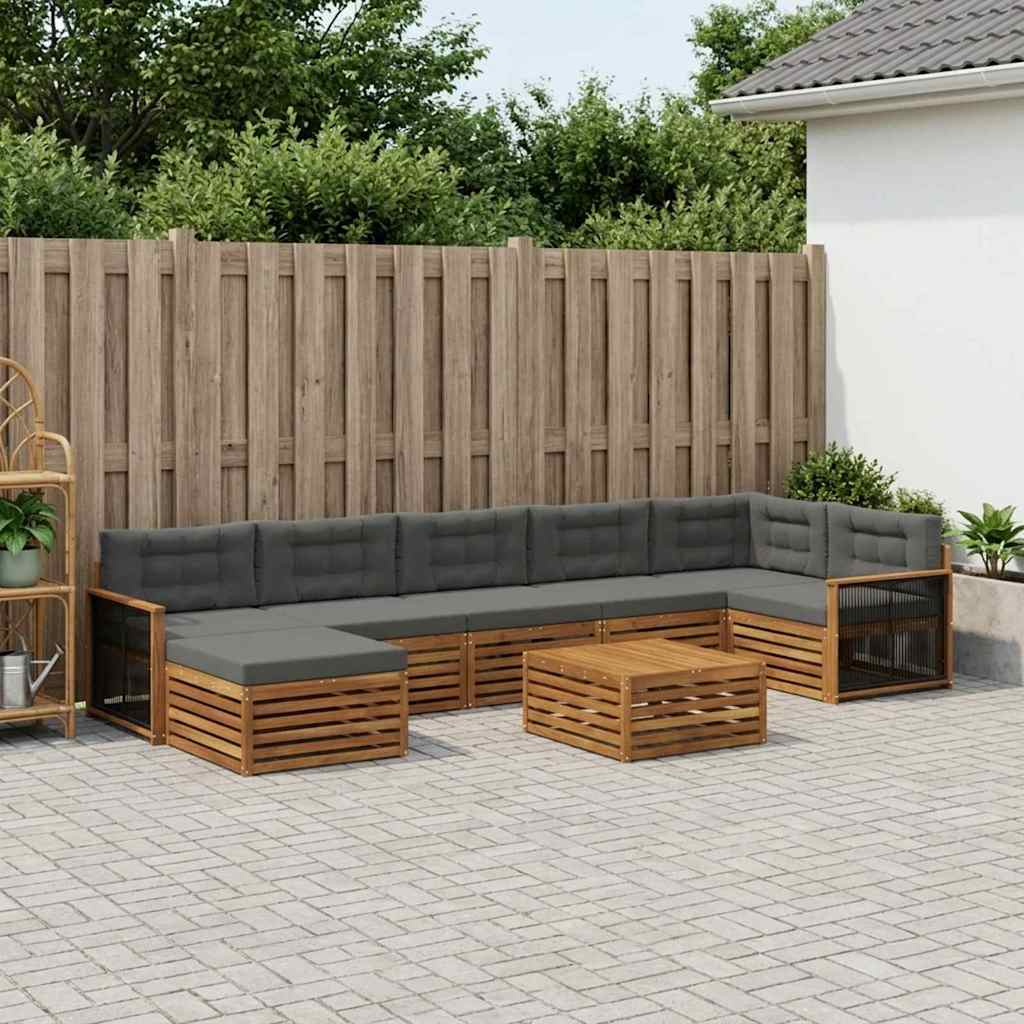 Buiten bankenset met kussen 8 pcs Natuurlijk en Antraciet – afbeelding 1