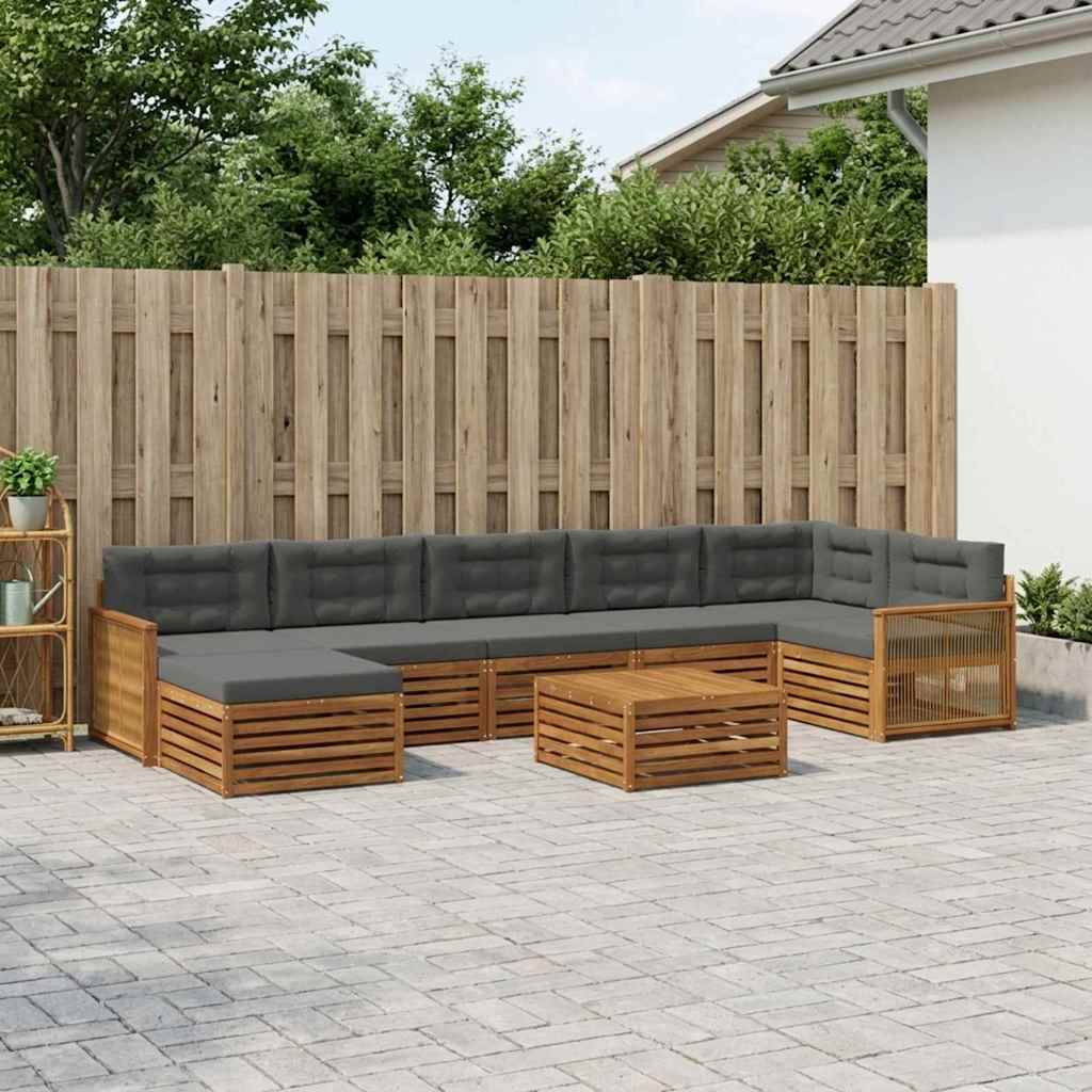 Buiten bankenset 8 pcs Natuurlijk en Antraciet – afbeelding 1