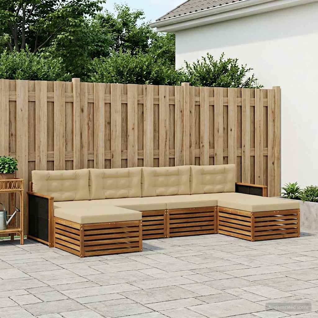 Sofa-Sets met kussen 6 pcs Massief Acaciahout – afbeelding 1