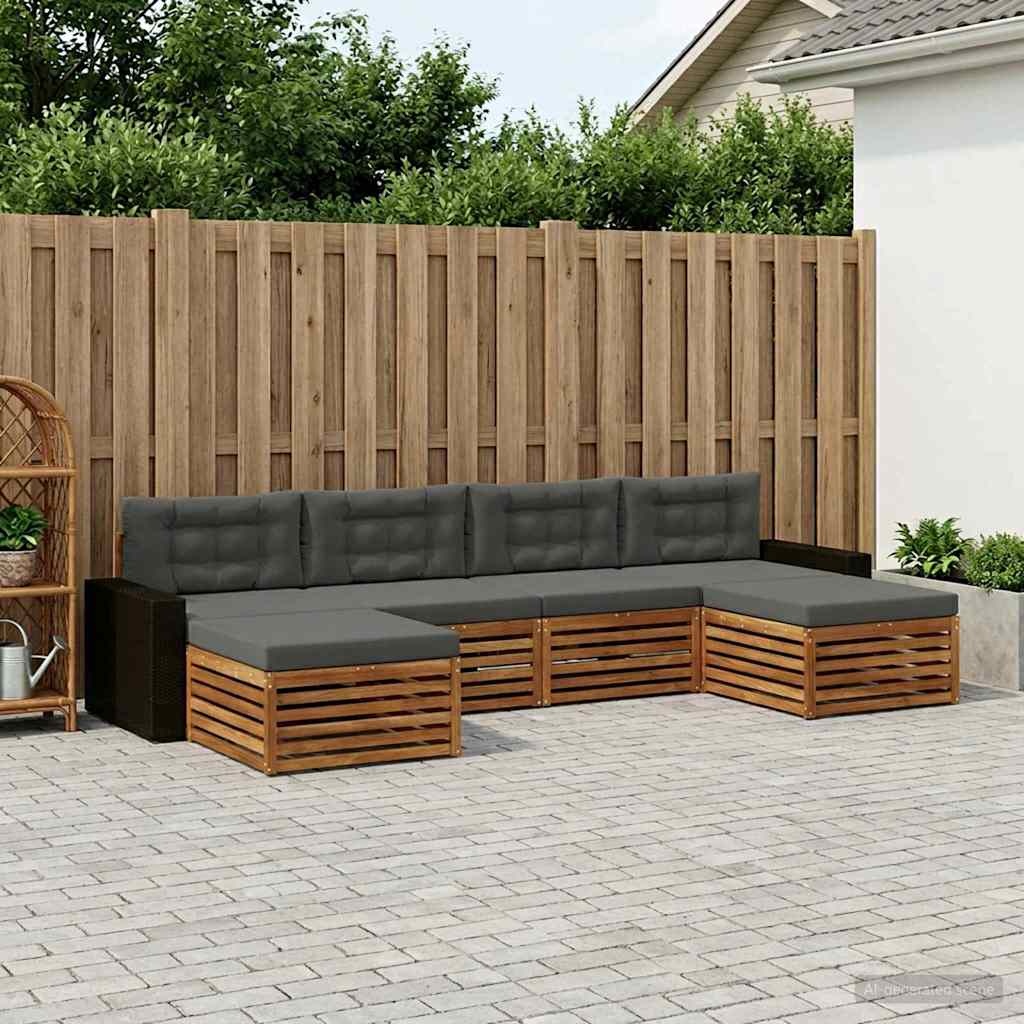 Sofa-Sets met kussen 6 pcs Massief Acaciahout – afbeelding 1
