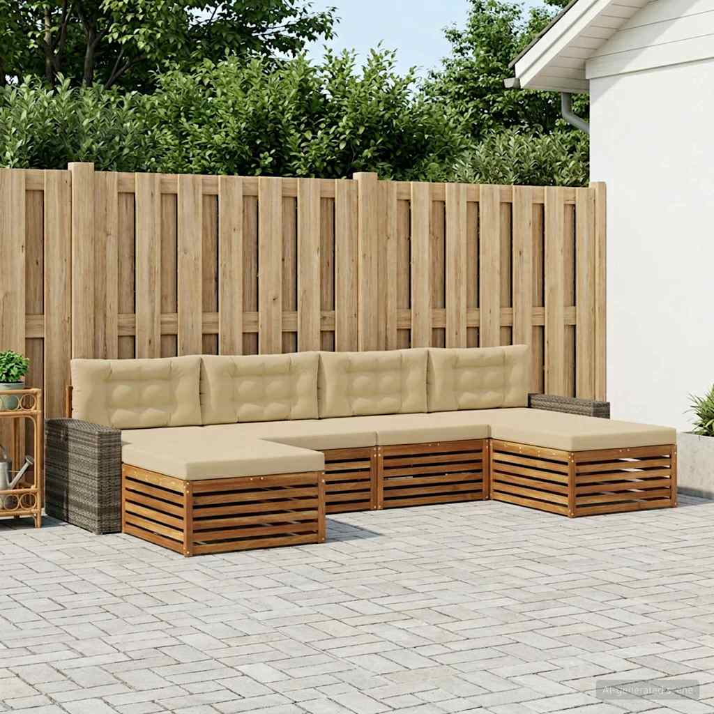 Sofa-Sets met kussen 6 pcs Massief Acaciahout – afbeelding 1