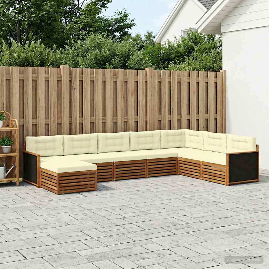 Buiten bankenset met kussen 8 pcs Natuurlijk en Crème – afbeelding 1