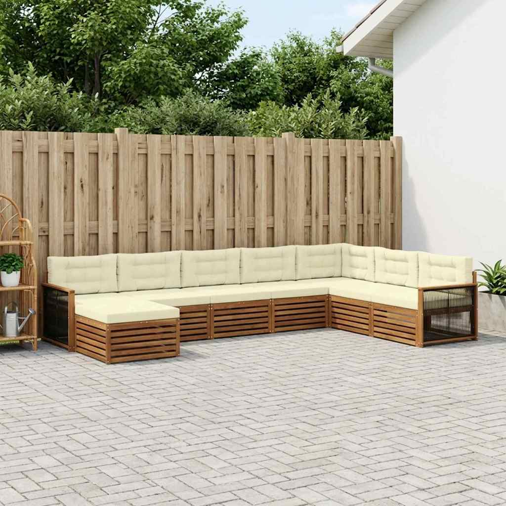 Buiten bankenset met kussen 8 pcs Natuurlijk en Crème