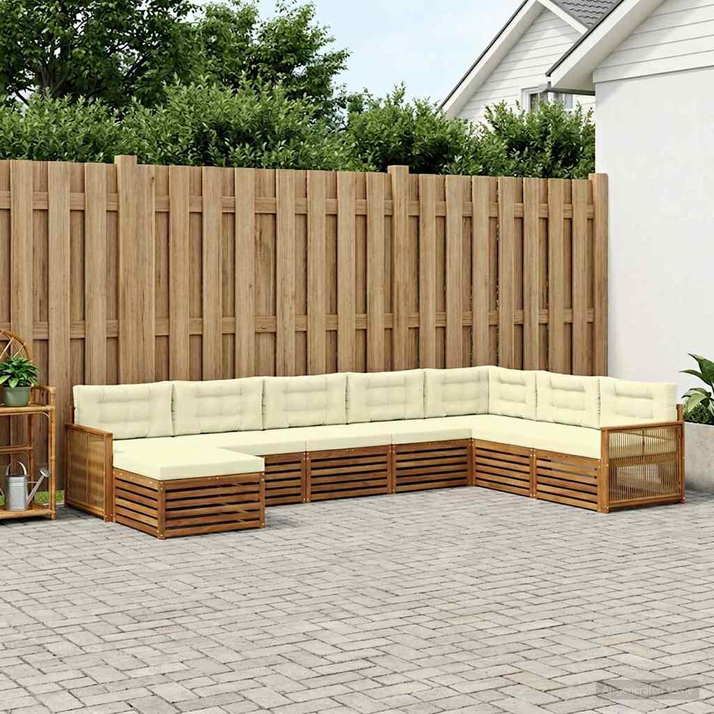 Buiten bankenset met kussen 8 pcs Natuurlijk en Crème