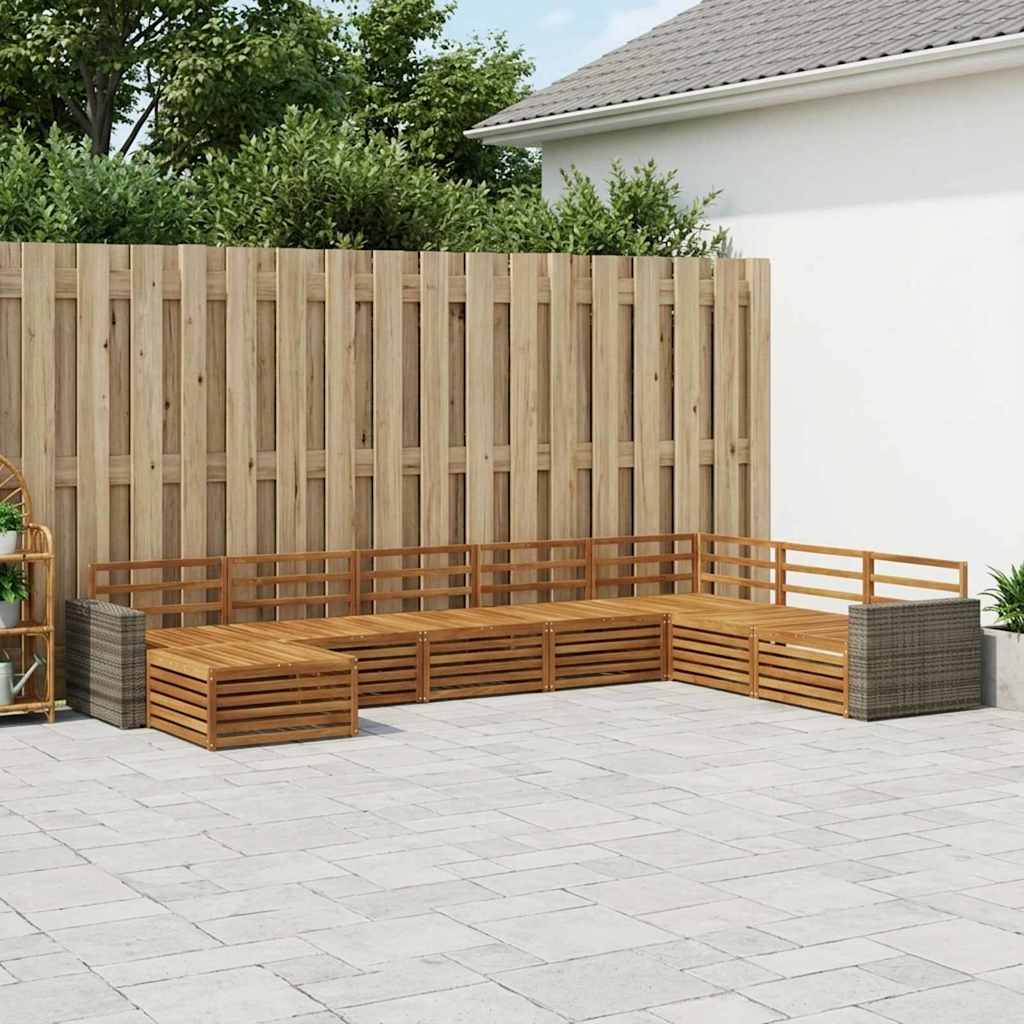 Buiten bankenset 8 pcs Naturel