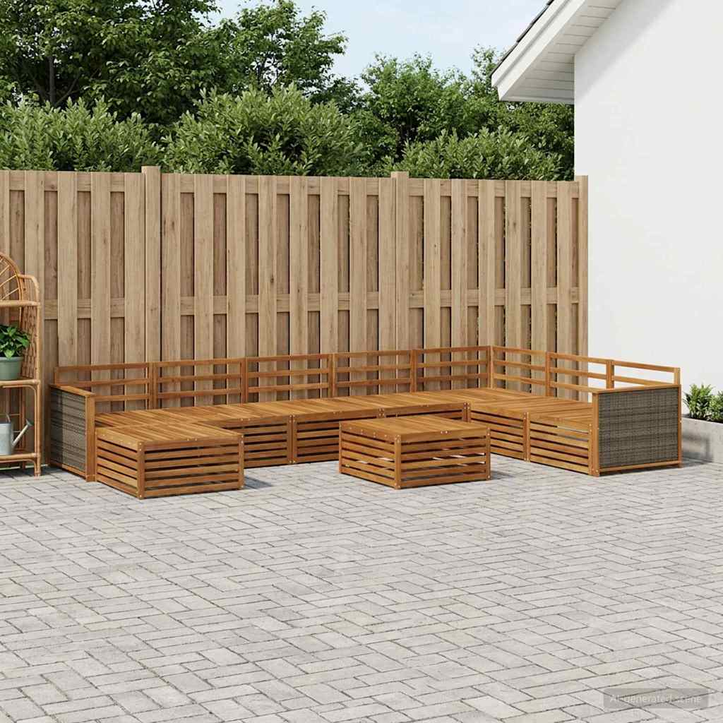 Buiten bankenset 9 pcs Naturel Massief Acaciahout