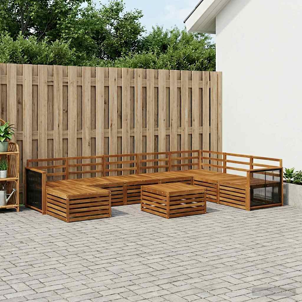 Buiten bankenset 9 pcs Naturel Massief Acaciahout – afbeelding 1