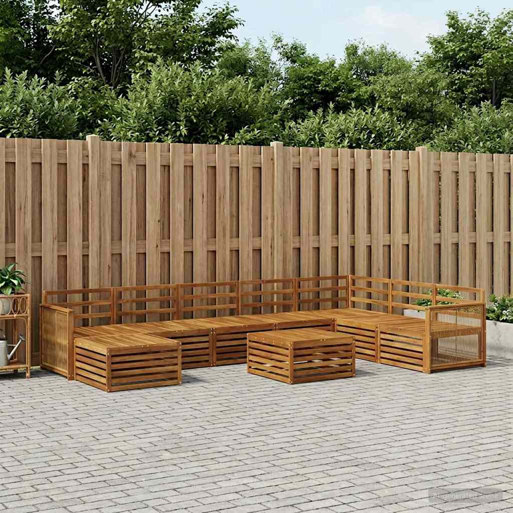 Buiten bankenset 9 pcs Naturel Massief Acaciahout