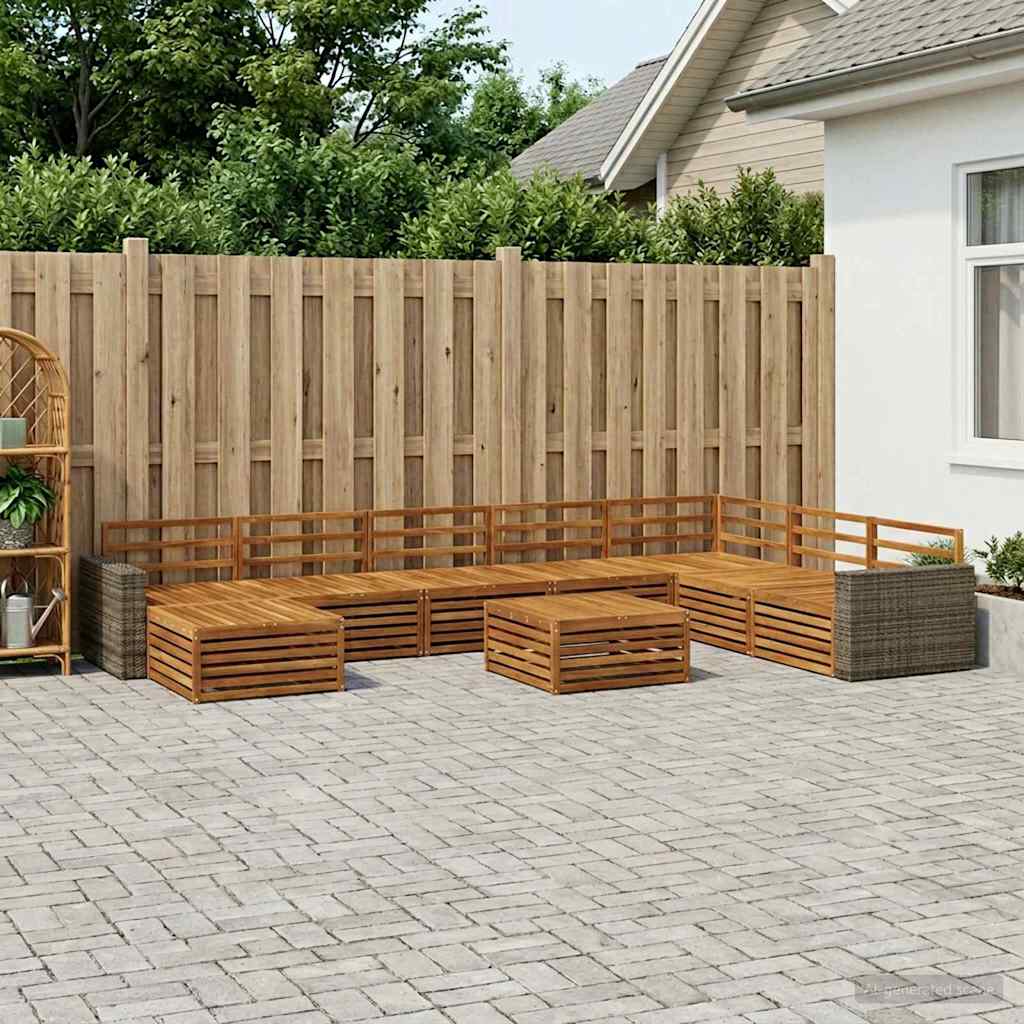 Buiten bankenset 9 pcs Naturel Massief Acaciahout – afbeelding 1