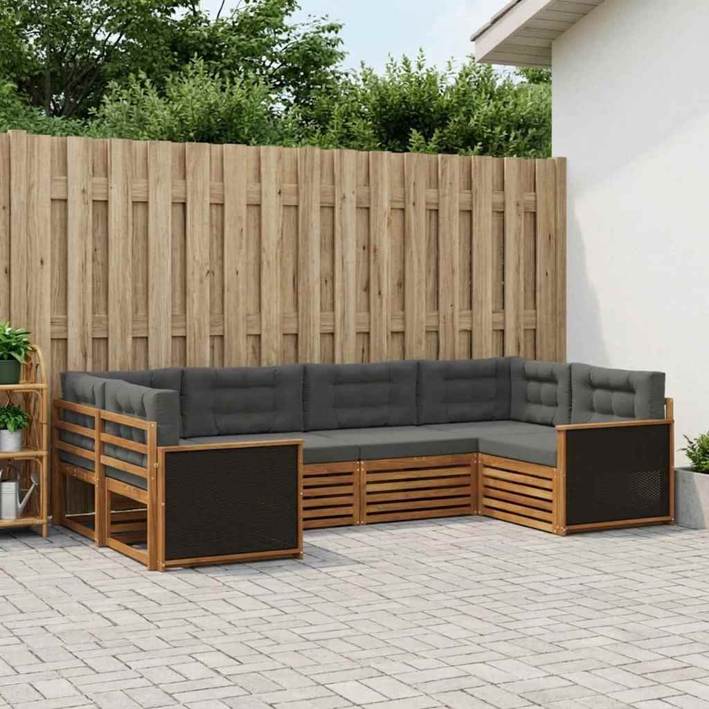 Buiten bankenset met kussen 6 pcs Natuurlijk en Antraciet – afbeelding 1