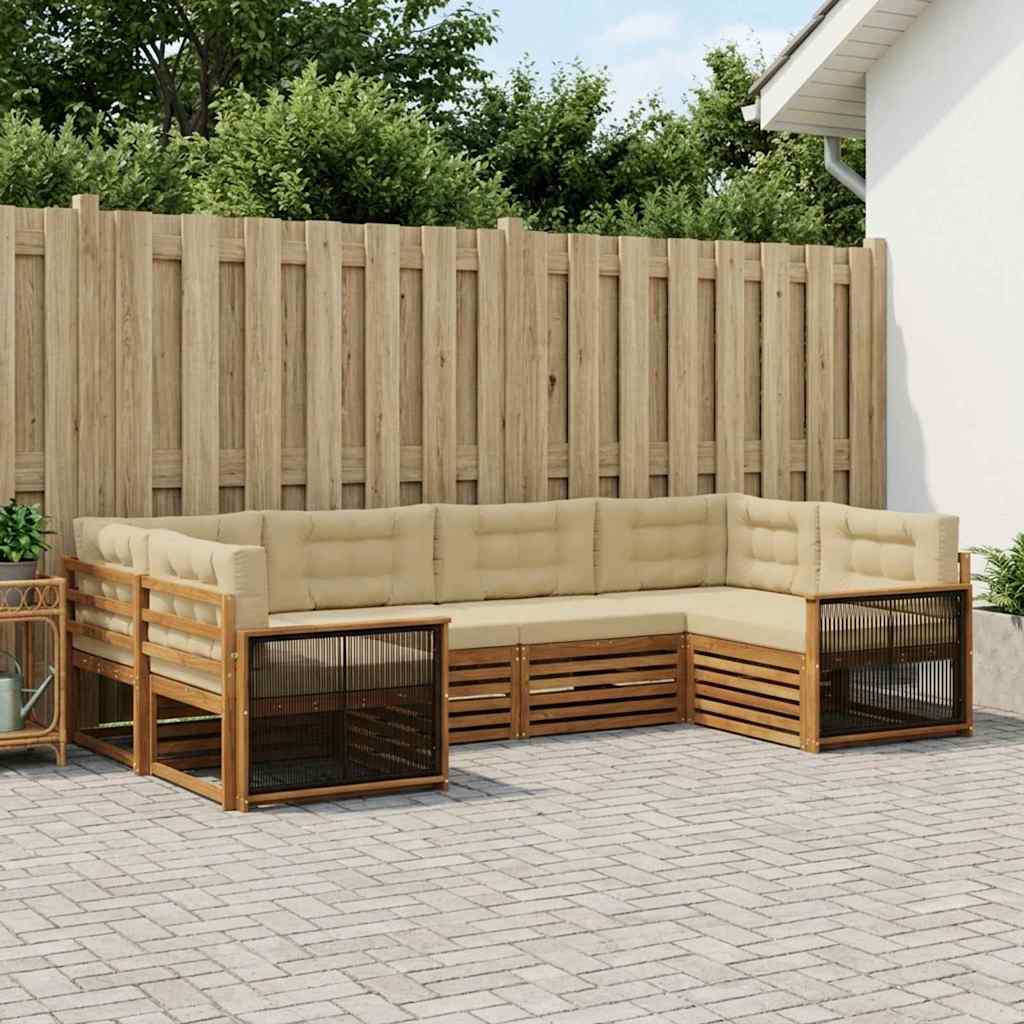 Buiten bankenset met kussen 6 pcs Natuurlijk en Beige – afbeelding 1