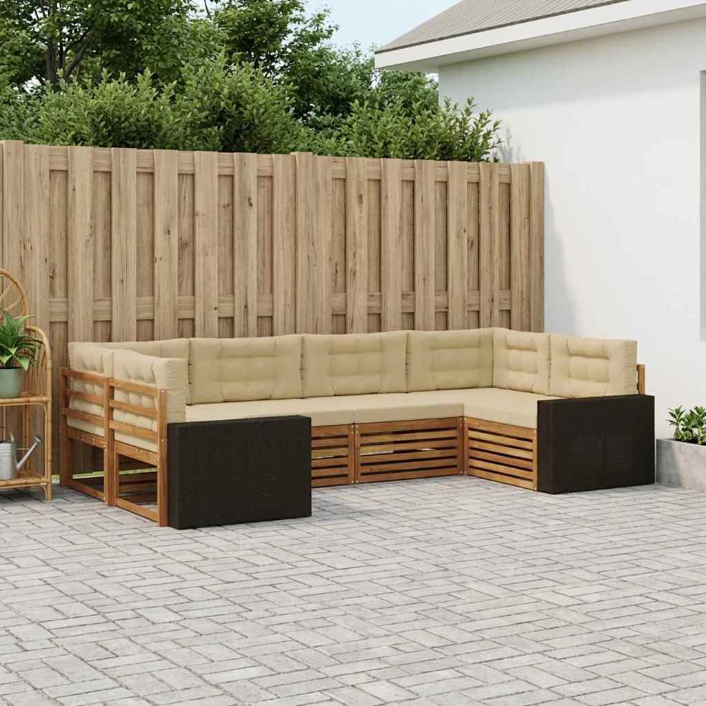Buiten bankenset met kussen 6 pcs Natuurlijk en Beige – afbeelding 1