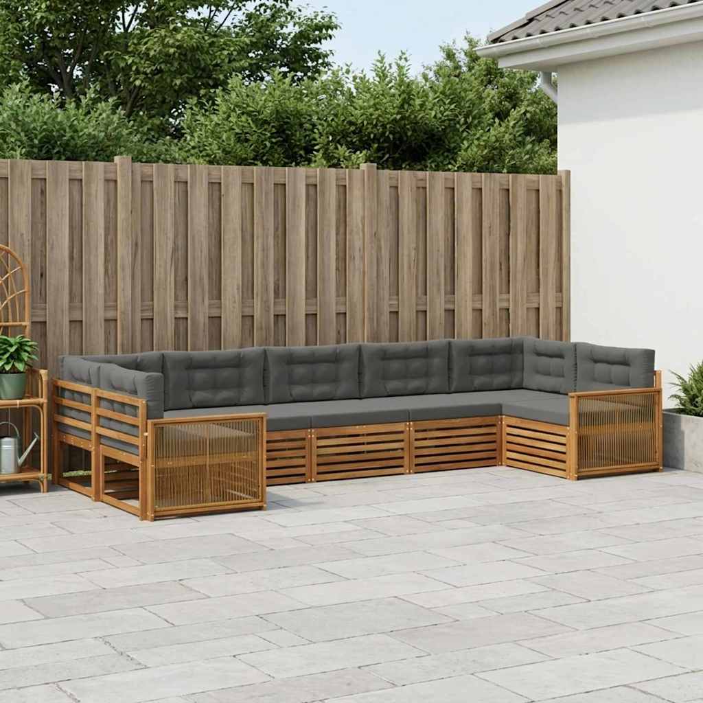 Buiten bankenset met kussen 7 pcs Natuurlijk en Antraciet – afbeelding 1