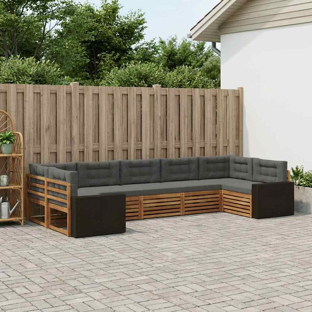 Buiten bankenset met kussen 7 pcs Natuurlijk en Antraciet – afbeelding 1
