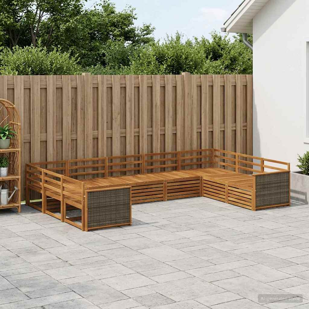 Buiten bankenset 9 pcs Naturel Massief Acaciahout