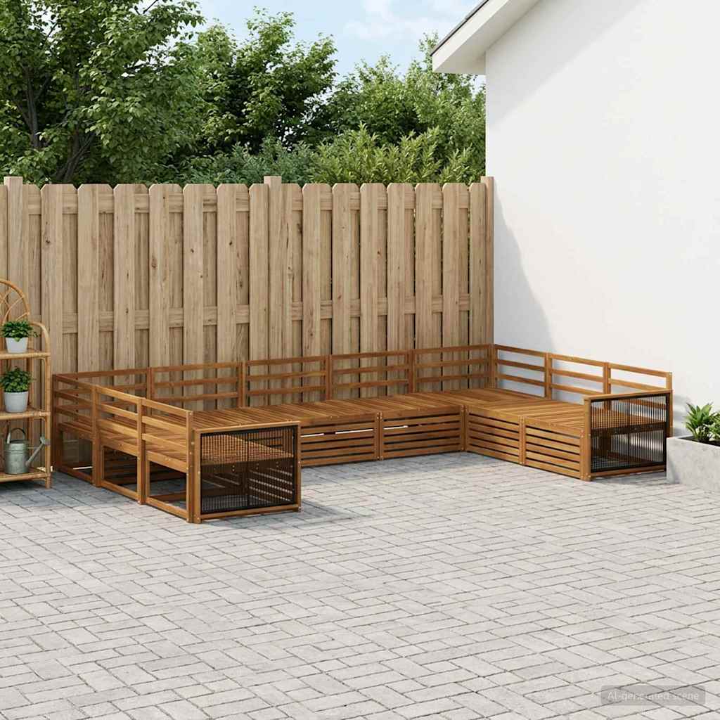 Buiten bankenset 9 pcs Naturel Massief Acaciahout