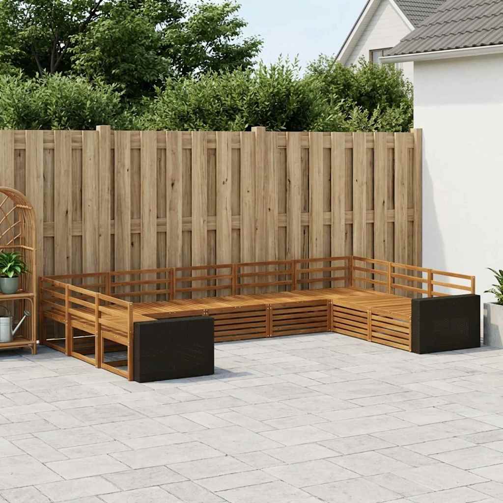 Buiten bankenset 9 pcs Naturel Massief Acaciahout – afbeelding 1
