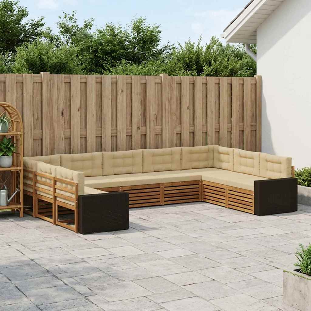 Buiten bankenset 9 pcs Natuurlijk en Beige Massief Acaciahout
