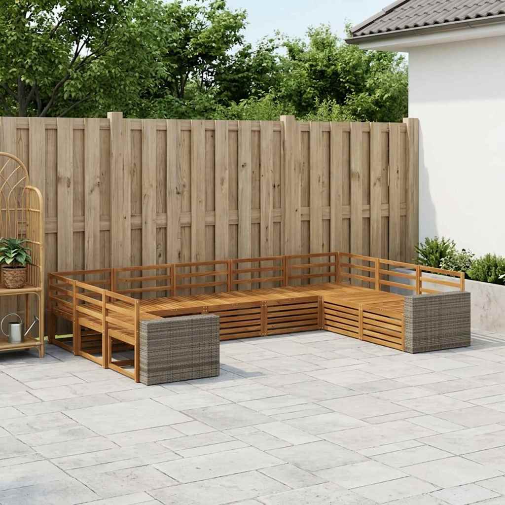 Buiten bankenset 9 pcs Naturel Massief Acaciahout