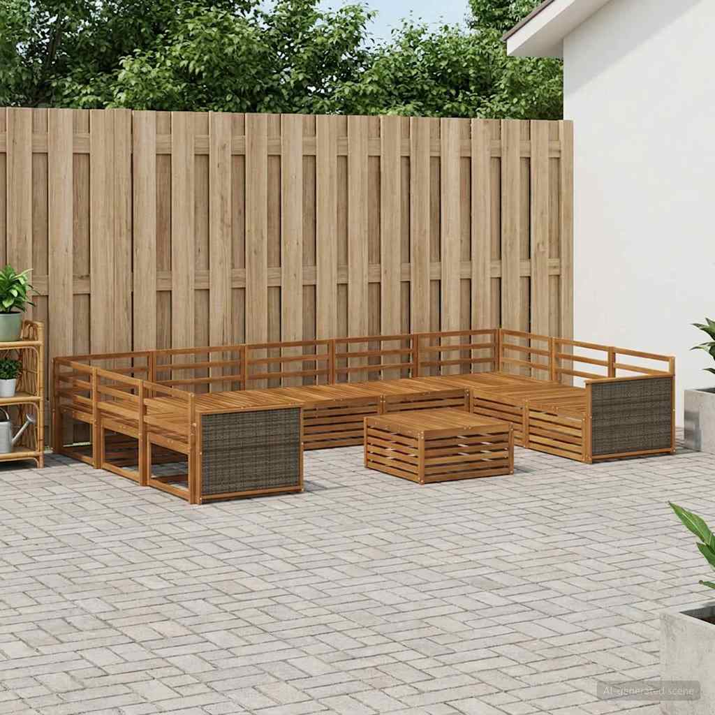 Buiten bankenset 10 pcs Naturel Massief Acaciahout