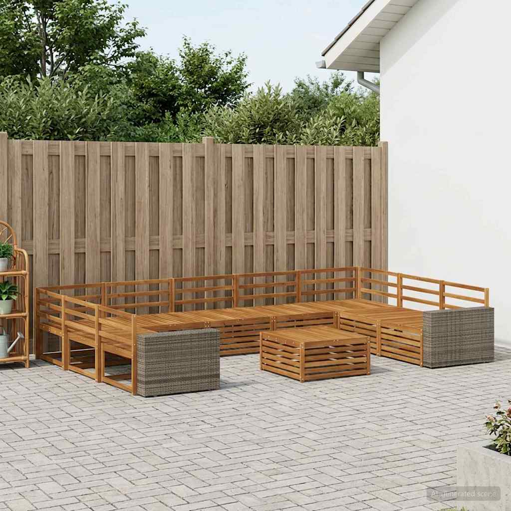 Buiten bankenset 10 pcs Naturel Massief Acaciahout