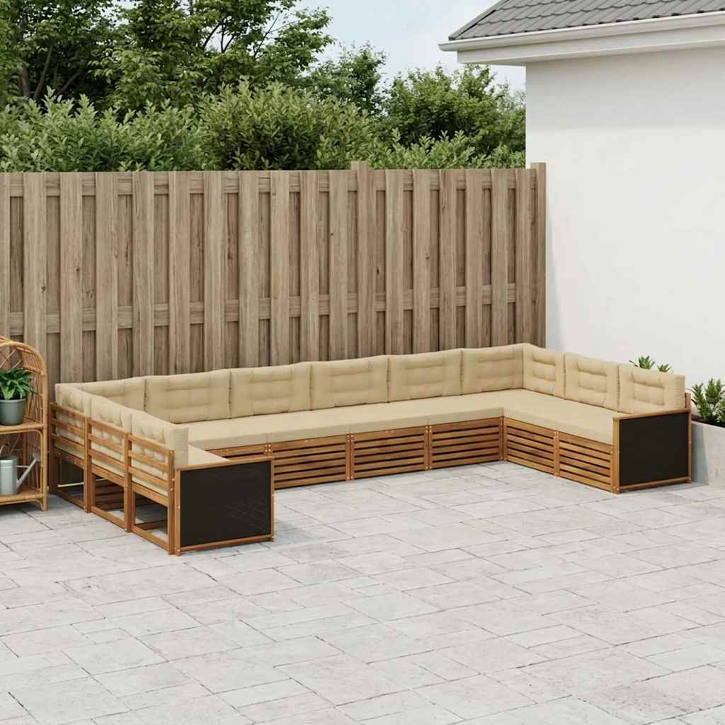 Sofa-Sets met kussen 10 pcs Massief Acaciahout
