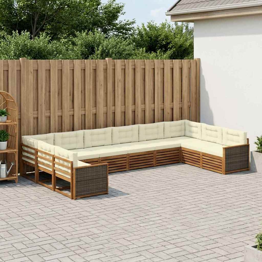 Sofa-Sets met kussen 10 pcs Massief Acaciahout