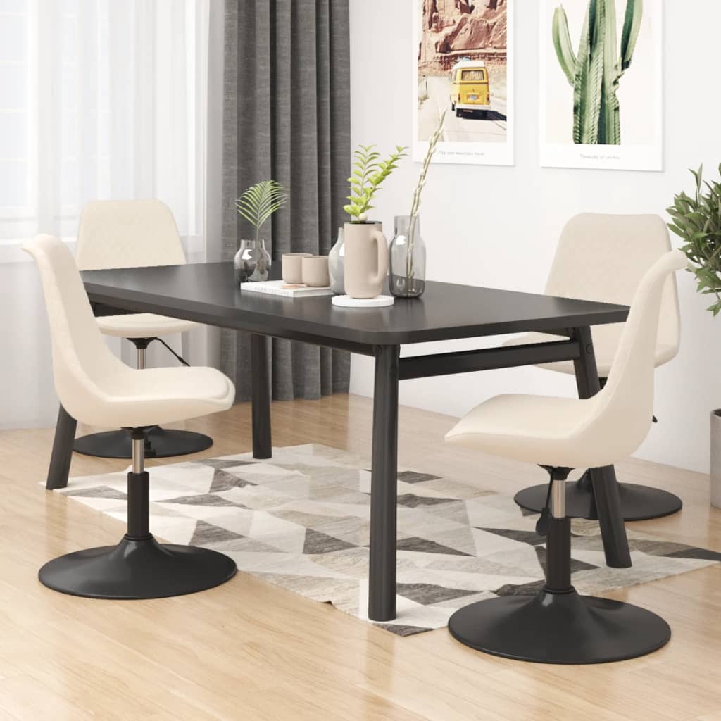 Eetkamerstoelen draaibaar 4 st fluweel crèmekleurig