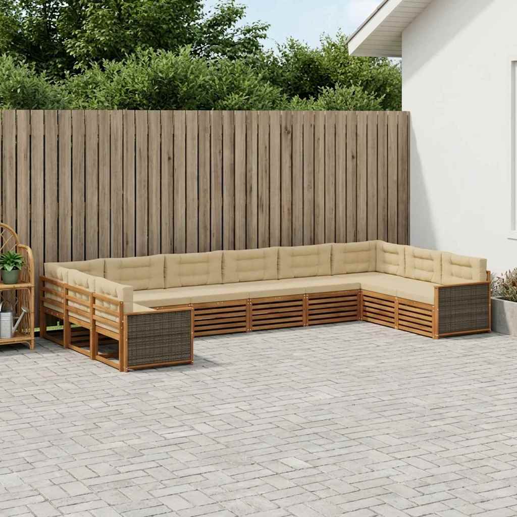 Sofa-Sets met kussen 10 pcs Massief Acaciahout – afbeelding 1