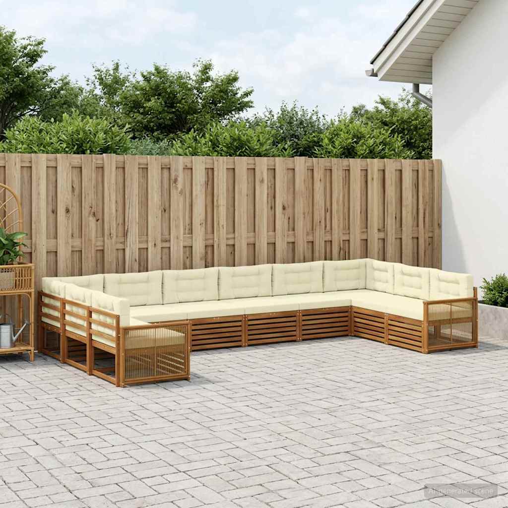 Sofa-Sets met kussen 10 pcs Massief Acaciahout