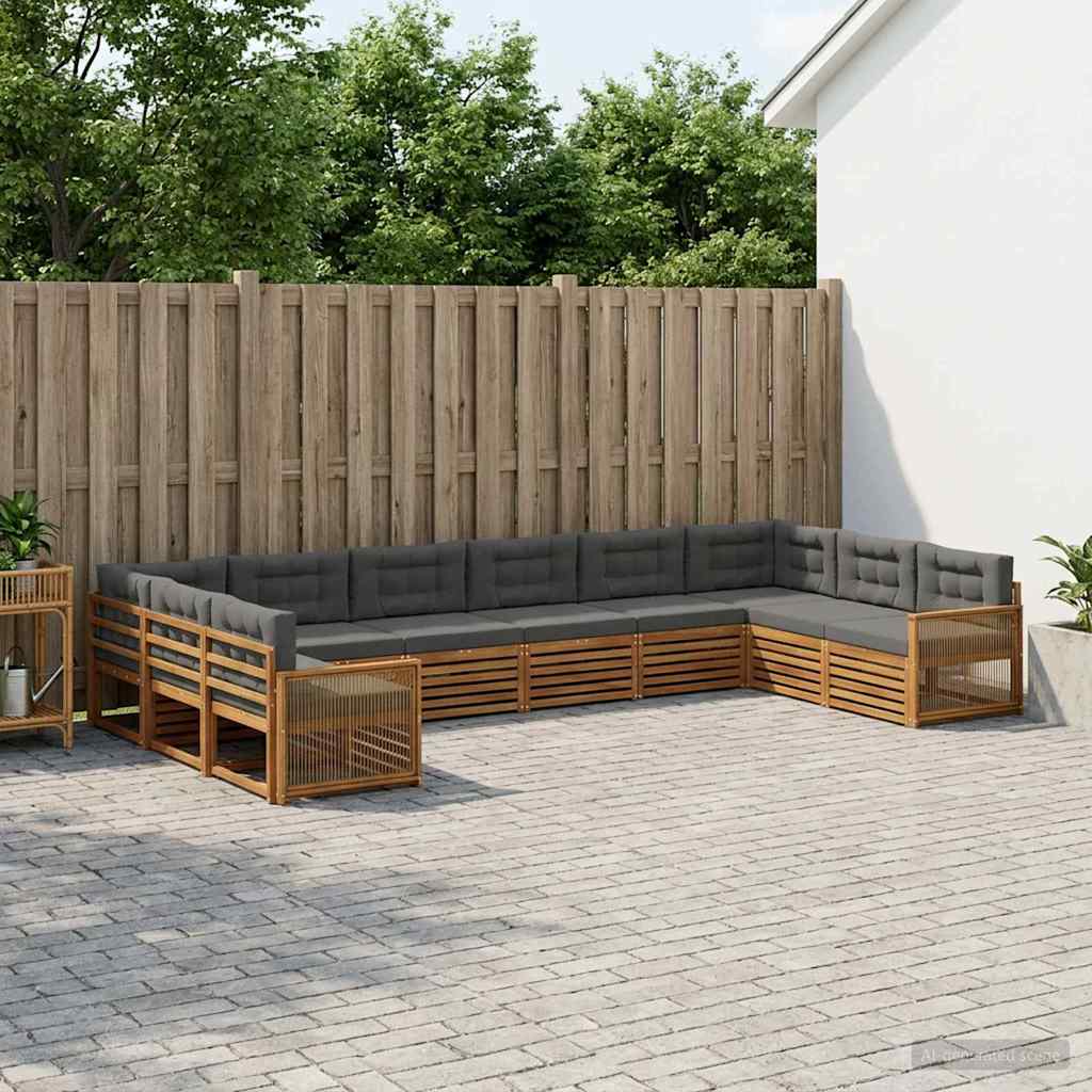 Sofa-Sets met kussen 10 pcs Massief Acaciahout