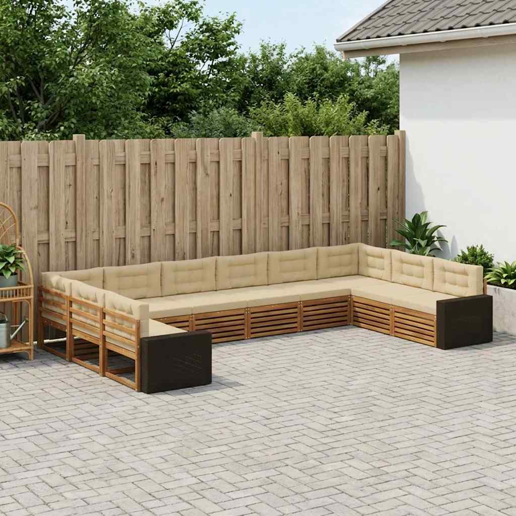 Sofa-Sets met kussen 10 pcs Massief Acaciahout – afbeelding 1