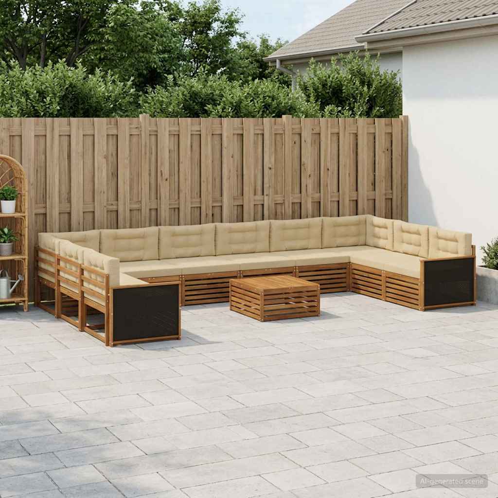 Sofa-Sets met kussen 11 pcs Massief Acaciahout