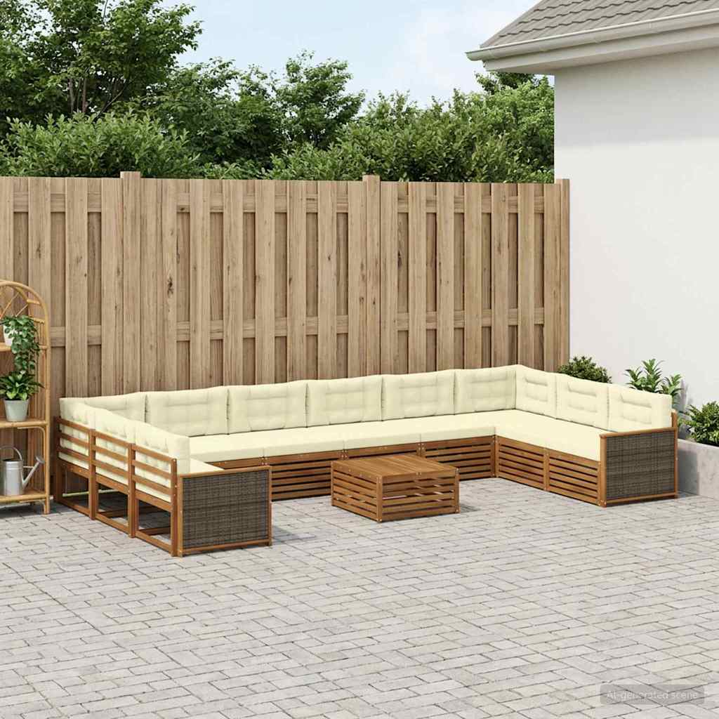 Sofa-Sets met kussen 11 pcs Massief Acaciahout