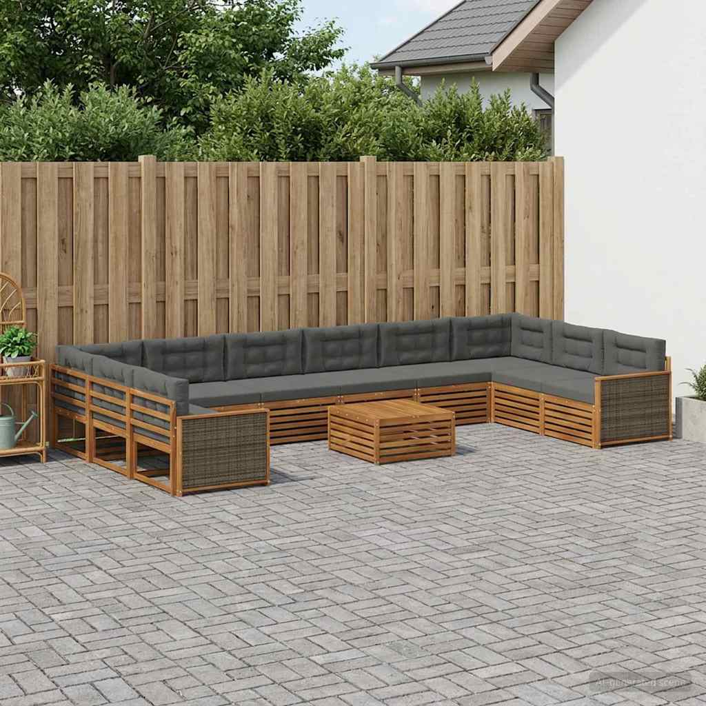 Sofa-Sets met kussen 11 pcs Massief Acaciahout