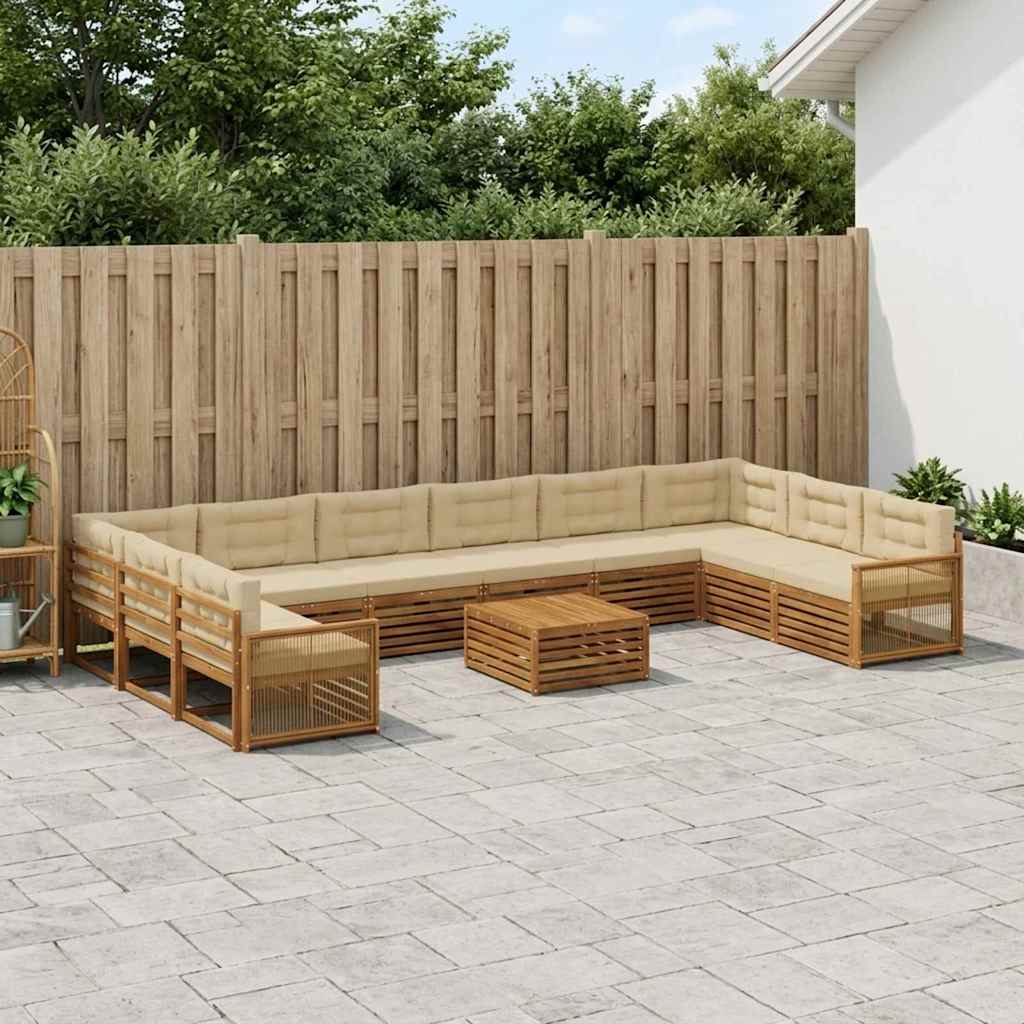 Sofa-Sets met kussen 11 pcs Massief Acaciahout